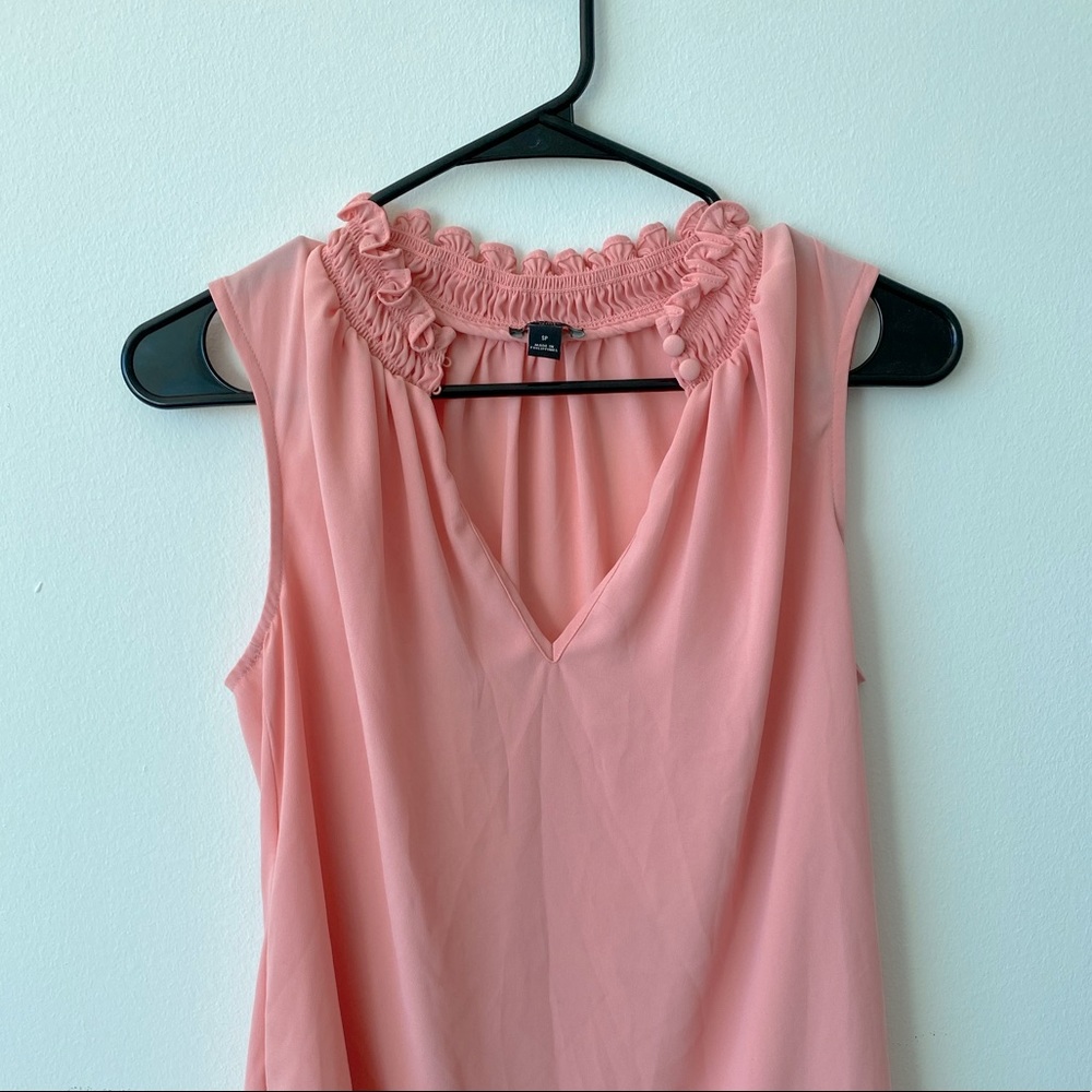 Ann Taylor ruffle neck sleeveless blouse